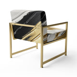Waves Of Midnight Passion Abstract Black Gold - Modern Arm Chair