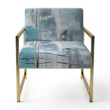 Serene Subtility In Abstract Light Blue - Modern Arm Chair