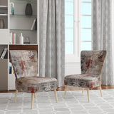 Fading Passion Abstract In Retro Beige And Red - Upholstered Modern Accent Chairs