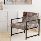 Fading Passion Abstract In Retro Beige And Red - Upholstered Modern Accent Chairs