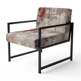 Fading Passion Abstract In Retro Beige And Red - Upholstered Modern Accent Chairs