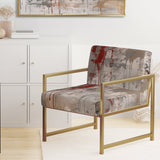 Fading Passion Abstract In Retro Beige And Red - Upholstered Modern Accent Chairs