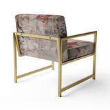 Fading Passion Abstract In Retro Beige And Red - Upholstered Modern Accent Chairs