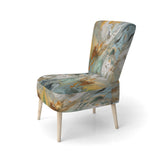 Spring Joy Abstract In Light Blue And Gold - Upholstered Modern Accent Chairs
