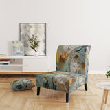 Spring Joy Abstract In Light Blue And Gold - Upholstered Modern Accent Chairs
