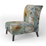 Spring Joy Abstract In Light Blue And Gold - Upholstered Modern Accent Chairs