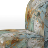 Spring Joy Abstract In Light Blue And Gold - Upholstered Modern Accent Chairs