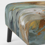 Spring Joy Abstract In Light Blue And Gold - Upholstered Modern Accent Chairs