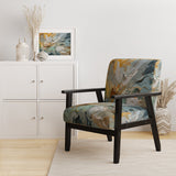 Spring Joy Abstract In Light Blue And Gold - Upholstered Modern Accent Chairs