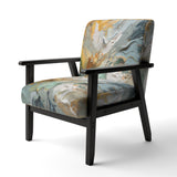 Spring Joy Abstract In Light Blue And Gold - Upholstered Modern Accent Chairs