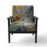Spring Joy Abstract In Light Blue And Gold - Upholstered Modern Accent Chairs