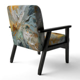 Spring Joy Abstract In Light Blue And Gold - Upholstered Modern Accent Chairs