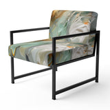 Spring Joy Abstract In Light Blue And Gold - Upholstered Modern Accent Chairs