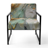 Spring Joy Abstract In Light Blue And Gold - Upholstered Modern Accent Chairs