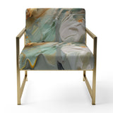 Spring Joy Abstract In Light Blue And Gold - Upholstered Modern Accent Chairs