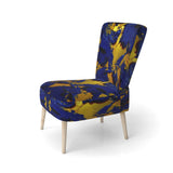 Afternoon Sun Abstract Expression In Admiral Blue - Modern Arm Chair