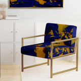 Afternoon Sun Abstract Expression In Admiral Blue - Modern Arm Chair