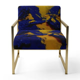 Afternoon Sun Abstract Expression In Admiral Blue - Modern Arm Chair
