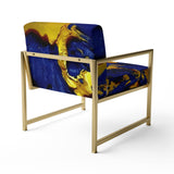 Afternoon Sun Abstract Expression In Admiral Blue - Modern Arm Chair