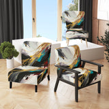 Smooth Bliss Abstract Gold Black Blue - Modern Accent Side Chair