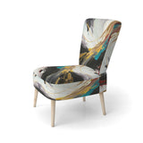 Smooth Bliss Abstract Gold Black Blue - Modern Accent Side Chair