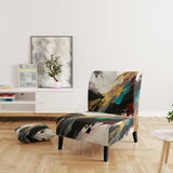 Smooth Bliss Abstract Gold Black Blue - Modern Accent Side Chair