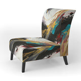Smooth Bliss Abstract Gold Black Blue - Modern Accent Side Chair