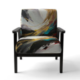 Smooth Bliss Abstract Gold Black Blue - Modern Accent Side Chair