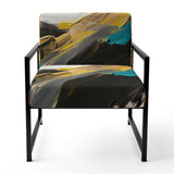 Smooth Bliss Abstract Gold Black Blue - Modern Accent Side Chair