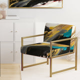 Smooth Bliss Abstract Gold Black Blue - Modern Accent Side Chair