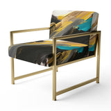 Smooth Bliss Abstract Gold Black Blue - Modern Accent Side Chair