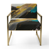 Smooth Bliss Abstract Gold Black Blue - Modern Accent Side Chair
