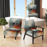A Thought Of Her Abstract In Vintage Blue And Red - Modern Accent Slipper Chair