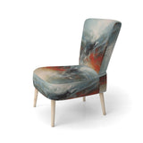 A Thought Of Her Abstract In Vintage Blue And Red - Modern Accent Slipper Chair