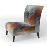 A Thought Of Her Abstract In Vintage Blue And Red - Modern Accent Slipper Chair