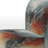 A Thought Of Her Abstract In Vintage Blue And Red - Modern Accent Slipper Chair