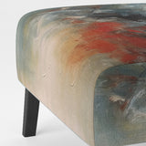 A Thought Of Her Abstract In Vintage Blue And Red - Modern Accent Slipper Chair