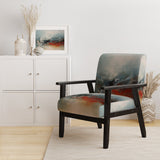 A Thought Of Her Abstract In Vintage Blue And Red - Modern Accent Slipper Chair