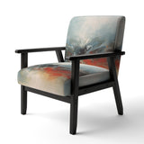 A Thought Of Her Abstract In Vintage Blue And Red - Modern Accent Slipper Chair