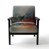 A Thought Of Her Abstract In Vintage Blue And Red - Modern Accent Slipper Chair