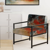 A Thought Of Her Abstract In Vintage Blue And Red - Modern Accent Slipper Chair