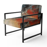 A Thought Of Her Abstract In Vintage Blue And Red - Modern Accent Slipper Chair