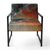 A Thought Of Her Abstract In Vintage Blue And Red - Modern Accent Slipper Chair