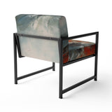 A Thought Of Her Abstract In Vintage Blue And Red - Modern Accent Slipper Chair