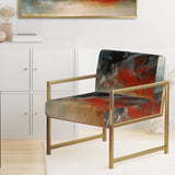A Thought Of Her Abstract In Vintage Blue And Red - Modern Accent Slipper Chair
