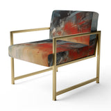 A Thought Of Her Abstract In Vintage Blue And Red - Modern Accent Slipper Chair