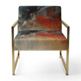 A Thought Of Her Abstract In Vintage Blue And Red - Modern Accent Slipper Chair