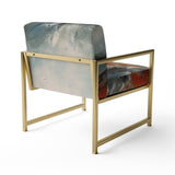 A Thought Of Her Abstract In Vintage Blue And Red - Modern Accent Slipper Chair