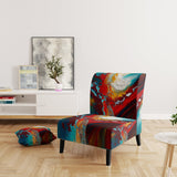Rhythmic abstract Teal Awakening - Modern Accent Side Chair