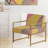 Shadow Dance Yellow & Pink Vintage Illustration - Modern Arm Chair